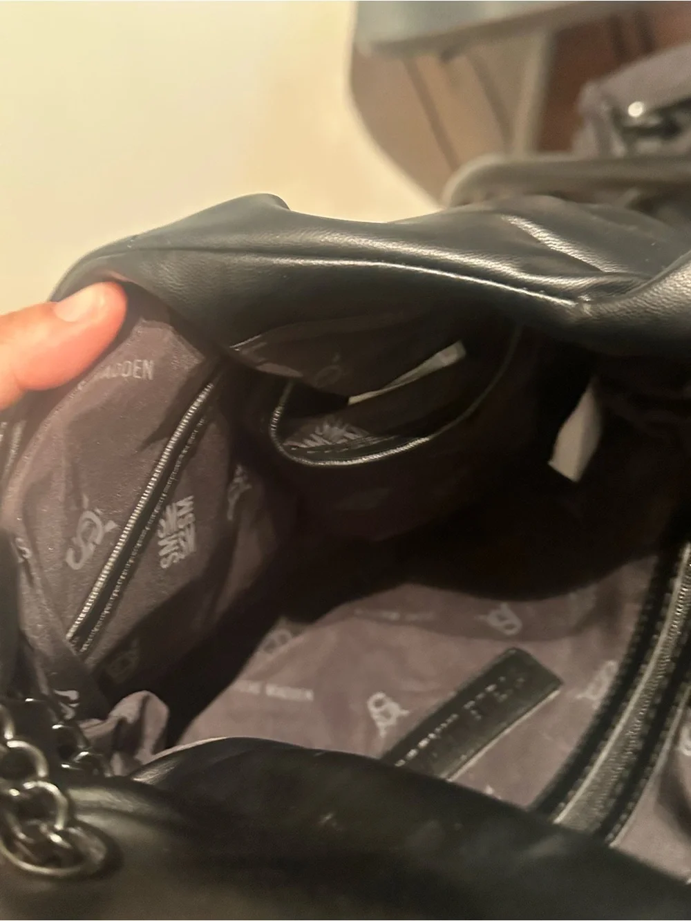 Steve Madden Quilted Vegan Leather Shoulder Bag with Chain Straps